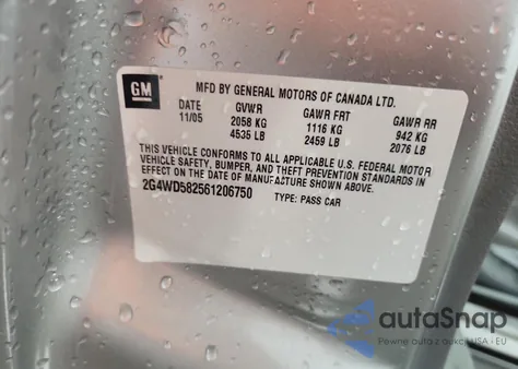 2006 Buick Lacrosse Cxl из США, поврежденный, VIN 2G4WD582561206750